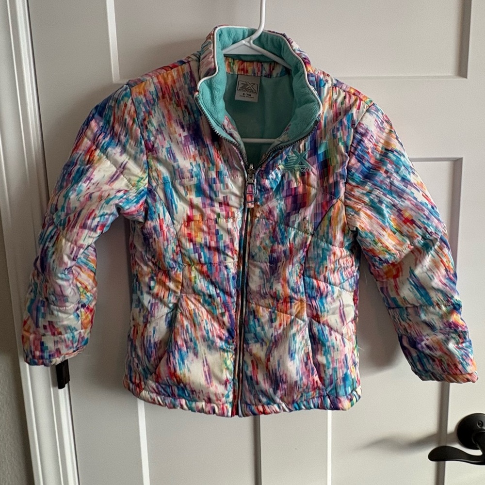 Girls puffer jacket, zero exposure brand, 7/8, small, clean, warm, ready to wear